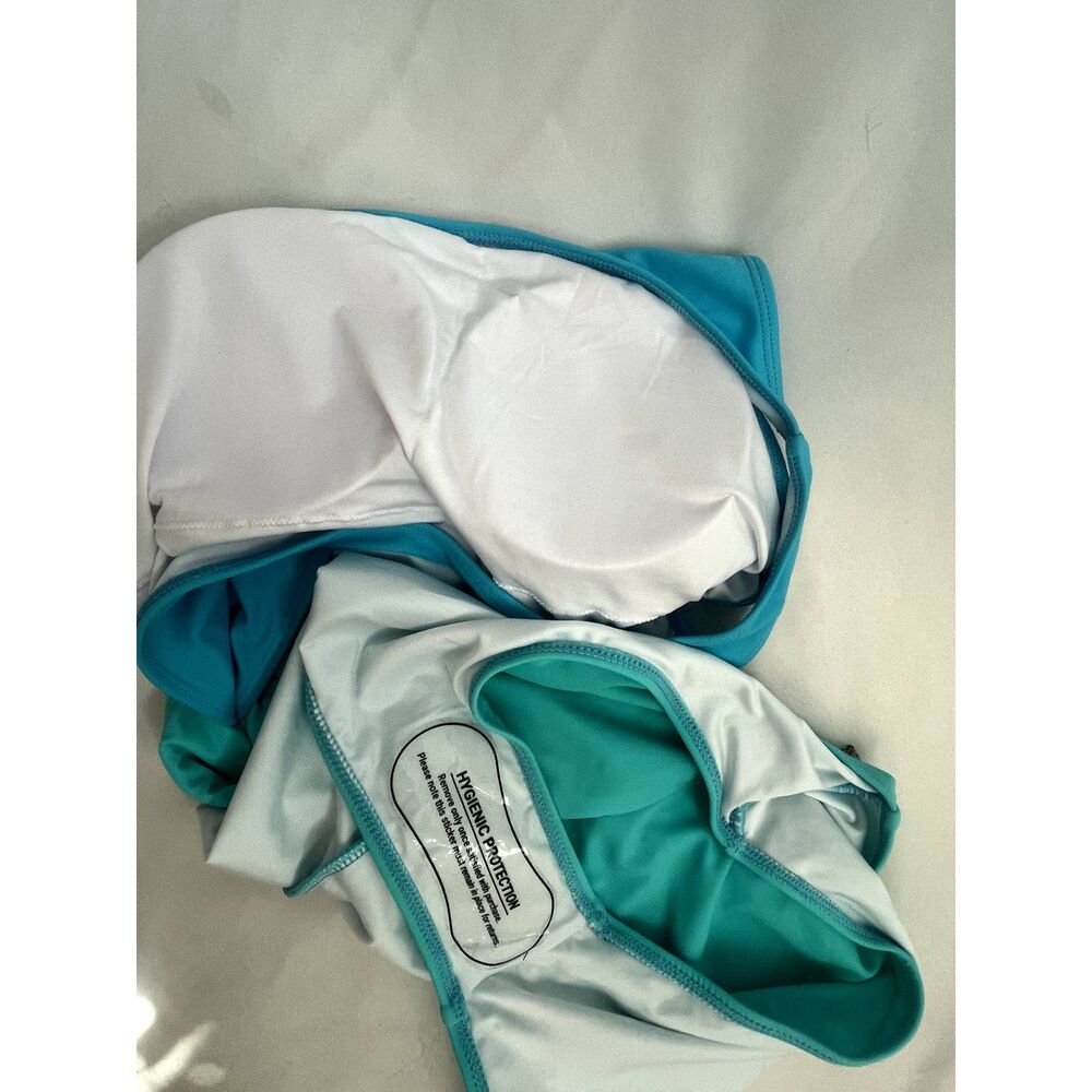 Yonique NWT One Piece Swimsuit One Shoulder Cutout Monokini Blue Turquoise sz L - Picture 6 of 12